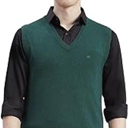 Men's Regular Fit Pullover | Solid Pattern | V-Neck Winter Pullover for Men | Sleevless Pull-On Sweater for Men-picture-30