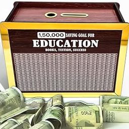 Artful Aesthetics Education Savings Box | Books, Tuition, Success | Wooden Piggy Bank, Money Box, Smart Savings Challenge, Coin Bank for Students & Parents-image-62