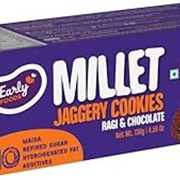 Early Foods - No Maida No Refined Sugar - Ragi & Chocolate Jaggery Biscuits - Kids Snacks | Millet Cookies | Sugar Free Biscuits | Ragi Snack for Kids | No Junk School Snack 130g-image-69