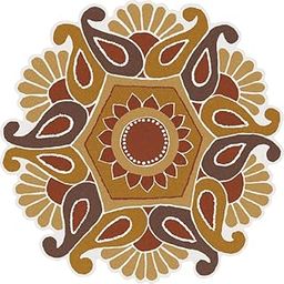 WallDesign Sunrise Flower Tango Orange Shades Rangoli Floor Sticker - for Door Entrance, Pooja Room, Wall Mandala - Traditional Looking Hand Drawn Design-image-75