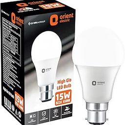 Orient Electric High Glo LED Bulb 15W, Cool white light, 6500K, B22d, Pack of 1-10
