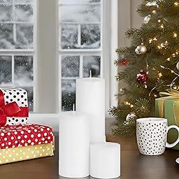 Candles Unscented Pillar Candles Set of 3 || 2x2, 2x4, 2x6 Inches || Paraffin Wax Unscented Candles || Home Decor (White)-image-20