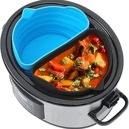 Slow Cooker Liners Fit Crock-pot 6 Quart Oval Slow Cooker, Reusable Slow Cooking Divider Liner, Silicone Insert for 6QT Pot, Dishwasher Safe(Blue+Black)-picture-10