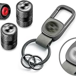 GH GENERIC HUB® Leather Car Keychain & 4pcs Aluminium Tyre Valve Caps Set with Carabiner Clip & Laser-Engraved Logo | Compatible with BB-M-WWW X1 X3 X5 3 Series 5 Series 7 Series-image-33
