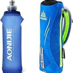 Geila Grip Handheld Bottle Hydration Pack with 500Ml Bpa Sport Soft Flask (Blue+500Ml Flask)-image-55
