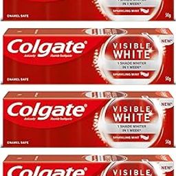 Colgate Visible White Sparkling Mint 50G Toothpaste (200G, Pack Of 4, 50G Each) - Whitens Teeth, Protects Enamel, Freshens Breath-12
