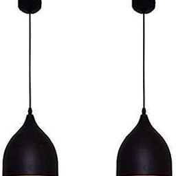 LazyHomez Single Head E27 Vintage Black Hanging Pendant Ceiling Lights Lamp for Home Kitchen Dining Restaurant Bar Cafe (Set of 2, Black, No Bulbs Included).-image-77