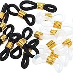 VIGHNESHWAR TRADERS Eyeglass Chain Connector Retainer, 20 Pack Adjustable Anti Slip Silicone Rubber Strap Holder Chain End Loop for Women Men Sunglasses, Gold Tone-image-3