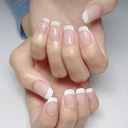 NAILWIND 24 Natural French Short False Nails Acrylic Full Cover Nails,Natural Fake Nails Delicate & Comfortable for Women and Girls (N41, 24 Count -Pack of 1)-19