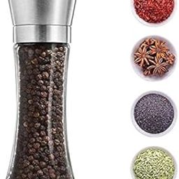 VAGHASIYA Stainless Steel Spice Grinder Glass, Steel Squeeze Mill,Pepper Grinder or Salt Shaker Manual Shaker, Spice Storage with Adjustable Coarseness Setting (Clear, Pack of 1)-image-80