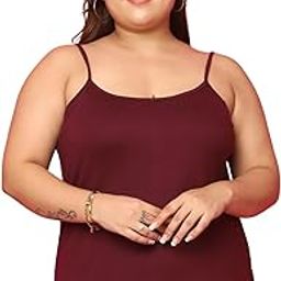 Plus Size Women's Wine Solid Color Knitted Camisole-image-5
