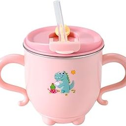 GUCHIGU Stainless Steel Sipper Cup with Straw, BPA-Free, Double Wall, Food Grade Baby Sippy Cup for Toddlers & Kids (SU2260 Pink)-image-30