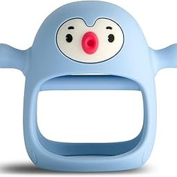Smily Mia Penguin Buddy Never Drop Silicone Baby Teething Toy for 0-6month Infants, Baby Chew Toys for Teething Pain Relief, Hand Teether for 3-6Months,Gum Massager for Babies (Light Blue)-image-13