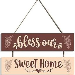 LEPPO Bless Our Sweet Home Wooden Wall Hanging Board Plaque Sign for Living Room, Entrance Hall, Wall, Door, Room, Home Decoration Showpiece DL207 (7 X 10.5 inch) (Brown)-image-90