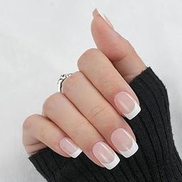 INSIME French nails press on Artificial nails for women | Korean Fake nails set Short pink nails extension for Women & girls | Reusable Pep Nails, Stick on false nails for girls-18