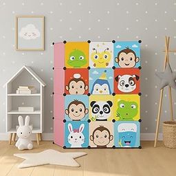 BRIGATTES Plastic Children Wardrobe Kid Dresser Cute Baby Portable Closet Bedroom Armoire Clothes Hanging Storage Rack Cube Almirah for Kids Living Room Bedroom, 28 cm, 6 cm-19