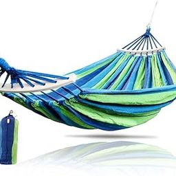 Saiyam Single Person Cotton Colorful Stripe Hammock Swing with Spreader Bar Carry Bag for Patio Lawn Garden Camping, Beach, Backyard, Outdoor Indoor (190 x 80 cm, Multicolor)-image-55