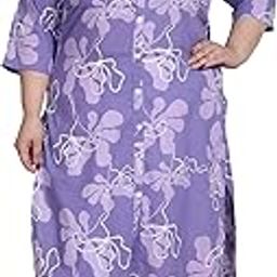 Women Plus Size Printed Pure Cotton Straight-Cut Kurta – (Purple)-3