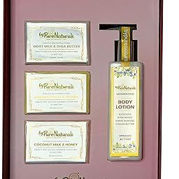 byPureNaturals Nourishing Skincare Gift Set – Pack of 3 Soaps & Body lotion: Goat Milk Shea Butter, Chandan Haldi Jojoba, Coconut Milk Honey (125g Each) Soaps Body Lotion (200ml) Gift For Anniversary Birthday Christmas New Year-picture-19