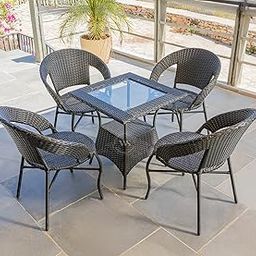 Wooden Street 4 Seater Outdoor Seating Chair and Tablet Set | Garden Patio Coffee Tables Set | Balcony Tea Table Furniture | Patio Conversation Sets, 4 Chair and 1 Square Table (Black)-image-38