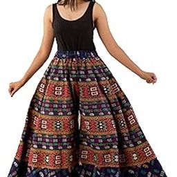 Jaipuri Cotton Plazzo by Indian Trends Gallery | Women's Cotton Flared Palazzo Pants – Multicolor Ethnic Print, High Waist, Wide Leg Trousers for Casual-image-29