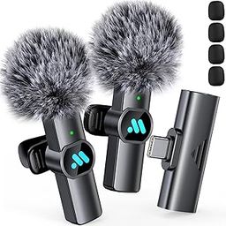 2pcs Lavalier Wireless Microphone for iPhone 15/Android,Wireless Microphone for Video Recording, Game Live Streaming, Interviews, YouTube, TikTok, Vlog-1