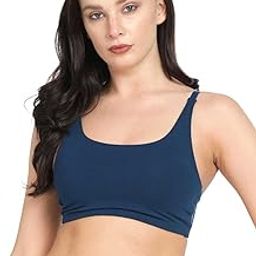 Women's Cotton Lycra Non-Padded Wire Free Full Coverage Wide Strap Scoop Neck Criss-Cross Back Solid Sports Cami Bra-Vitality CAMI-image-79