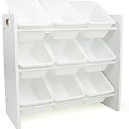 Humble Crew Children's Wooden Toy Organiser Shelf with 9 Storage Boxes, White-picture-12