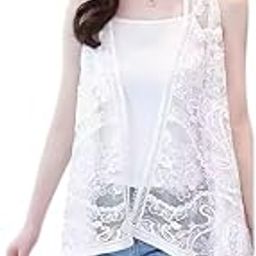 CRAMPLE®Lace Cardigan Vest Casual Hollow Out Perspective Irregular Beach Long Tops for Women Plus Size Black-image-98