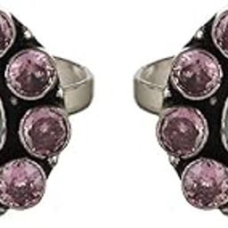 Set of 2 Oxidised Pink AD Studded Floral Toe Rings-image-71