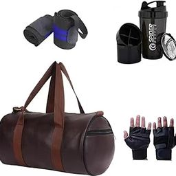 MADHUBALA Gym Bag Combo for Men with Gym Bag | Hand Gripper | Shaker | Wrist Band Full Set (Brown)-image-46