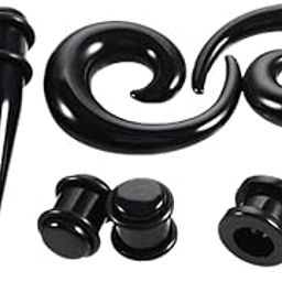 Losa 8Pcs Black Ear Stretching Kit Acrylic Tapers,Tunnels,Spiral Snail Plugs 2Mm-image-54