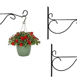 GARDEN DECO 12 Inch Designer Wall Bracket for Hanging Baskets and Bird Feeders & Wind Chimes, Decorative Straight Plant Hanger. Multiuse Hanger (Color : Black, Set of 2 Pcs)-image-79