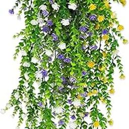 Dekorly Artificial Hanging Plants, Monstera Leaves Ivy Vine Faux Greenery Tropical Palm Leaves Hanging Plants UV Resistant Jungle Leaf for Garden Home Party (Height : 65CM, Design-D, 2 Pack)-29
