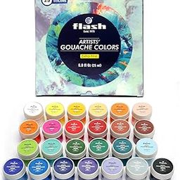 Flash Gouache Paint Set | 25 Colors | 25 ml, 0.8 fl oz Each | Matt Finish | Rich Pigments Vibrant Non Toxic Paints for Professional Artists Hobby Painters & Kids (Set of 25 Colours)-image-62