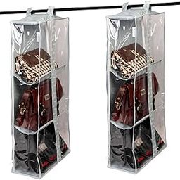 HomeStrap Handbag Hangease 3-Layer Bag Organizer Cover (Pack of 2) for Handbags|Transparent Storage Organizer-13