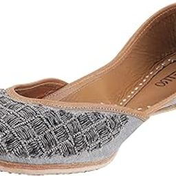 Women's Grey Beaded Mojaris-image-14