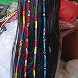 Hair extension Clip in Wraps (4 pieces) Yarn Dreadlocks for Girls womens Kids party clip in extension colorful handmade-image-78