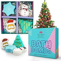 THE BODY BUCKET Christmas Aqua Fragrance Bath Bomb Set | Handcrafted Relaxing Bath Bombs | Holiday Bath Bomb Gift Box for Kids, Men & Women -65g Each (Pack of 4)-image-81