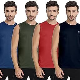 Men Drifit Sleevless Solid Sports Pack of 4 Multicolour Vest-image-96