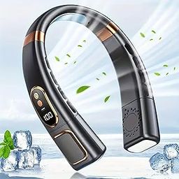 REXERA Portable Bladeless Rechargeable 𝐍𝐞𝐜𝐤 𝐅𝐚𝐧 with 𝐋𝐄𝐃 𝐋𝐢𝐠𝐡𝐭 360° Airflow 10 Hour Play 9000mAh USB Neck Fan, Hands-Free Wearable Cooling New 𝟓 𝐇𝐢𝐠𝐡 𝐒𝐩𝐞𝐞𝐝 Fan (Black)-image-103