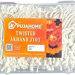 Pujahome Twisted Akhand Jyot Cotton Short Wick (24Hours Burning, 300+ Pieces), White Colour, Long Lasting Pure Cotton Wicks for Daily Pooja and Meditation-image-65