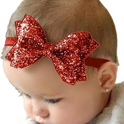Babymoon Glittering Bow Hairband For Baby Girl | Hair Accessories For Girls | Baby Headband For Girls | Red-image-83