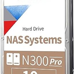 Toshiba N300 PRO 10TB Large-Sized Business NAS (up to 24 bays) 3.5-Inch Internal Hard Drive - Up to 300 TB/year Workload Rate CMR SATA 6 GB/s 7200 RPM 512 MB Cache - HDWG51AXZSTB-17