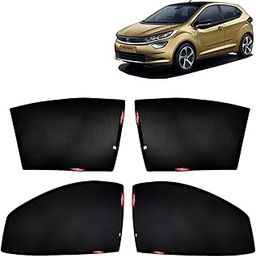 KINGSWAY® Altroz Car Sun Shade Z-Black Non Magnetic Fix Type Curtains for 2020 Onwards Model, Compatible with Tata Altroz Side Window Car Sunshade, Only Half Cut in Front Window, Black, 4 Piece-picture-11