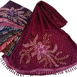 Elegant Women Shawl Crafted from China Cotton Silk With Flower And diamond stone work-image-73