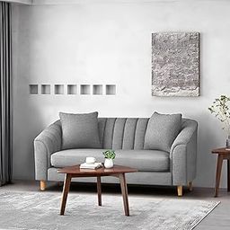 Casaliving Doraldo 2 Seater Sofa Set for Living Room (Grey Colour Fabric) Premium Fabric Sofa-image-43