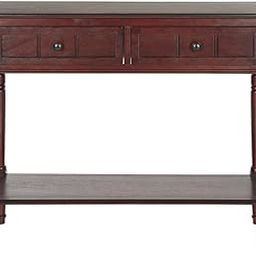 Traditional Wooden Console Table with 2 Drawers – Dark Cherry Finish, Turned Legs, Lower Storage Shelf – Elegant Entryway or Hallway Furniture-image-45