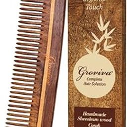 Groviva Sheesham Wood Comb 13 FC | For Hair Growth, hair fall, Dandruff Control | Hair Straightening | Frizz Control | Comb for Men & Women | Oil Treated | Wide Tooth (Pack of 1)-38