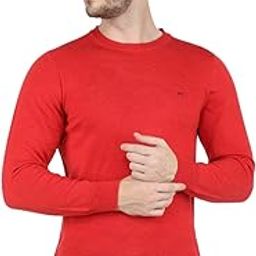 Mens Pure Wool Red Solid Round Neck Pullover | 1220504RN-2446-image-96